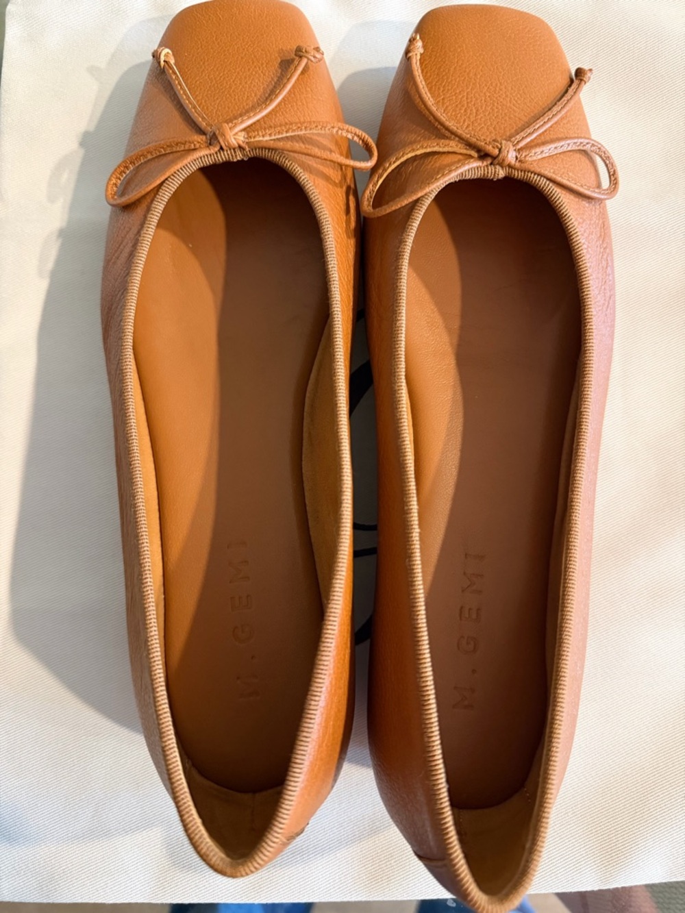 M. Gemi Danza Flat 37.5 Tan Nappa NEW